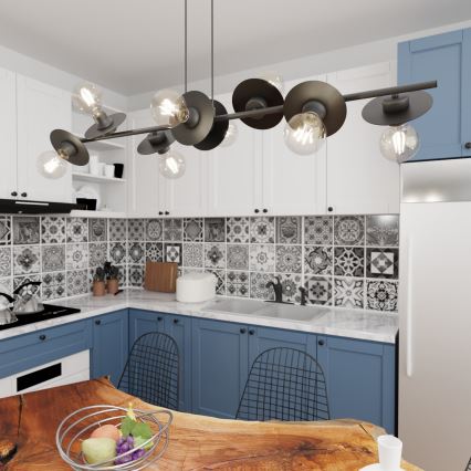 Підвісна люстра TOKEN 8xE27/15W/230V чорний