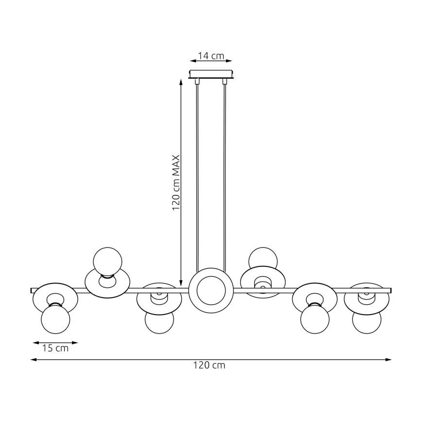 Підвісна люстра TOKEN 8xE27/15W/230V чорний