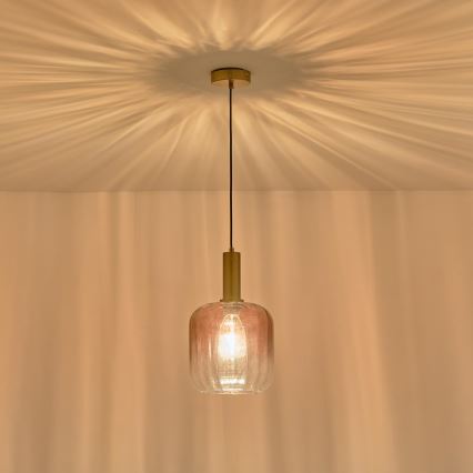Підвісна люстра TOPAZ 1xE27/15W/230V червоний/димчастий діаметр 20 см
