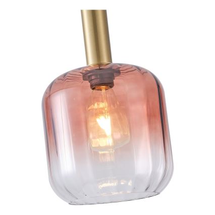 Підвісна люстра TOPAZ 1xE27/15W/230V червоний/димчастий діаметр 20 см