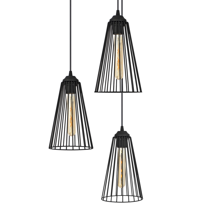Підвісна люстра TORRI 3xE27/15W/230V чорний
