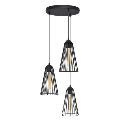 Підвісна люстра TORRI 3xE27/15W/230V чорний