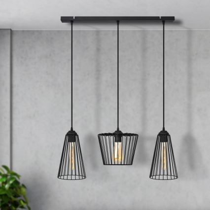 Підвісна люстра TORRI 3xE27/15W/230V чорний