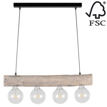 Підвісна люстра TRABO 4xE27/60W/230V сосна – сертифіковано FSC