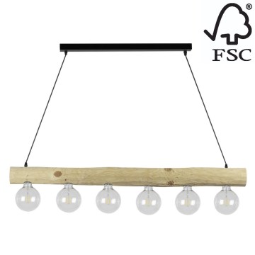 Підвісна люстра TRABO 6xE27/60W/230V сосна – сертифіковано FSC
