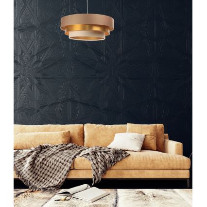 Підвісна люстра TRINITI 1xE27/60W/230V бежевий/золотий