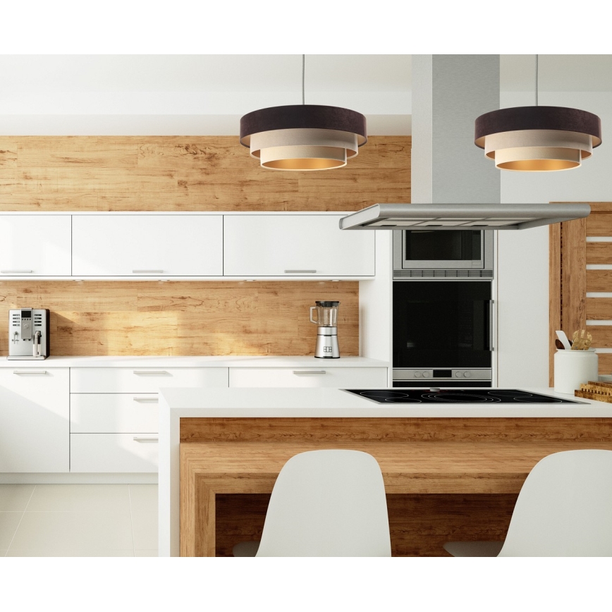 Підвісна люстра TRINITI 1xE27/60W/230V коричневий/бежевий/золотий