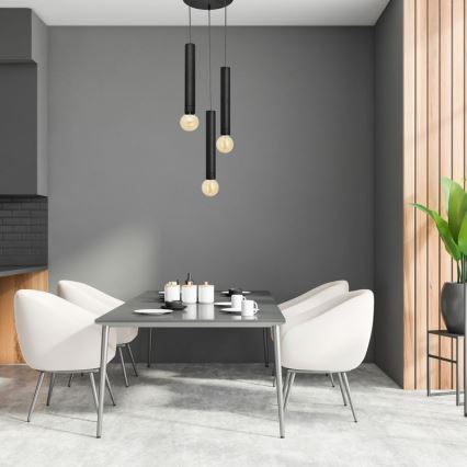 Підвісна люстра TUBA 3xE27/15W/230V чорний