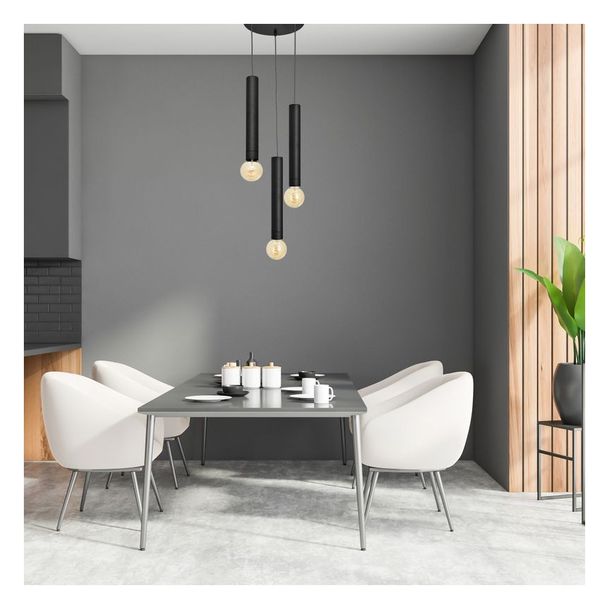 Підвісна люстра TUBA 3xE27/15W/230V чорний