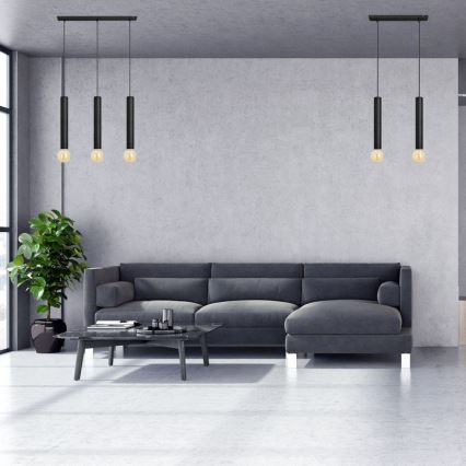 Підвісна люстра TUBA 3xE27/15W/230V чорний