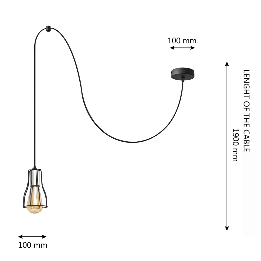 Підвісна люстра TUBE 1xE27/15W/230V чорний/глянцевий хром