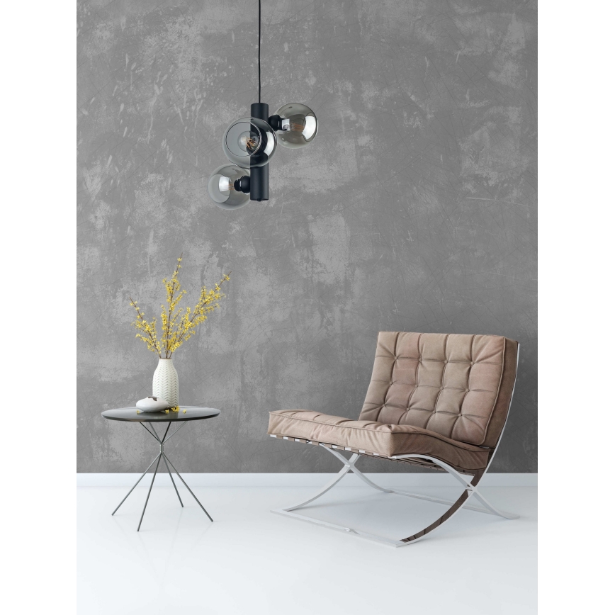 Підвісна люстра TUBE 3xE27/60W/230V чорний/димчастий чорний