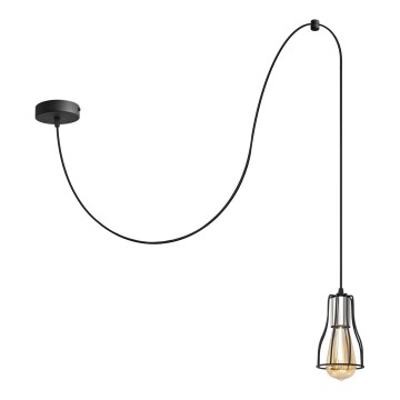 Підвісна люстра TUBE LONG 1xE27/15W/230V чорний/глянцевий хром