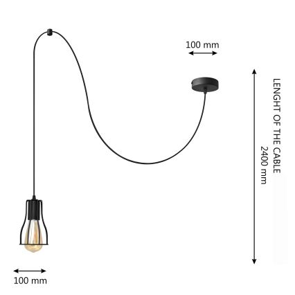 Підвісна люстра TUBE LONG 1xE27/15W/230V чорний