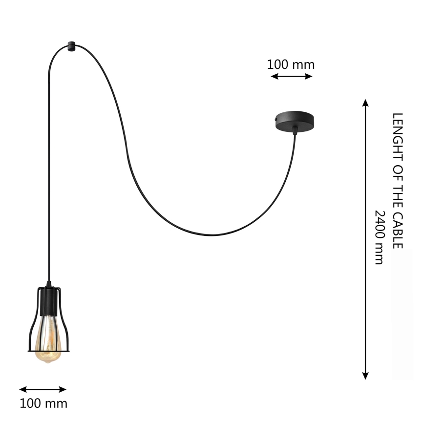 Підвісна люстра TUBE LONG 1xE27/15W/230V чорний