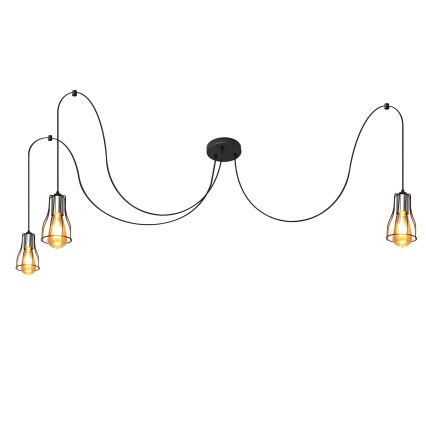 Підвісна люстра TUBE LONG 3xE27/15W/230V чорний/глянцевий хром