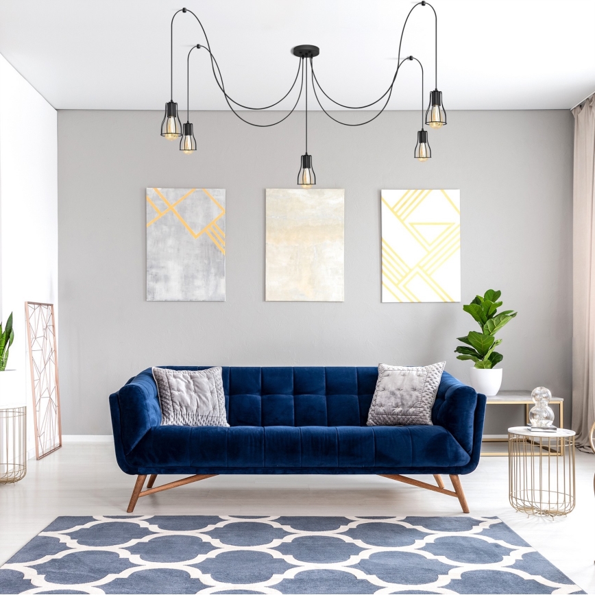 Підвісна люстра TUBE LONG 5xE27/10W/230V чорний