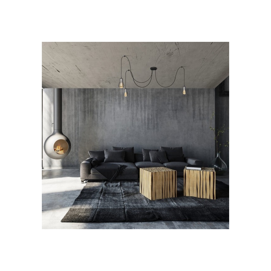 Підвісна люстра TUBE LONG 5xE27/15W/230V чорний/глянцевий хром