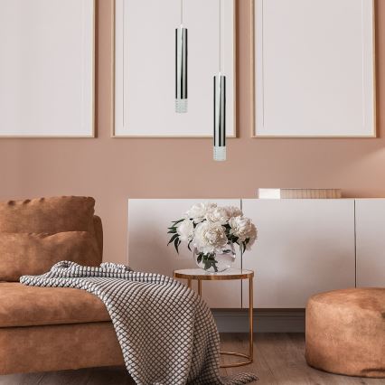 Підвісна люстра TUBI 1xGU10/8W/230V глянцевий хром
