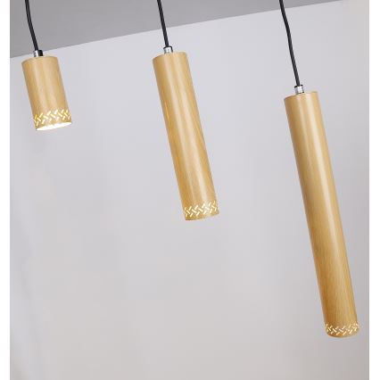 Підвісна люстра TUBO 3xGU10/25W/230V дерево