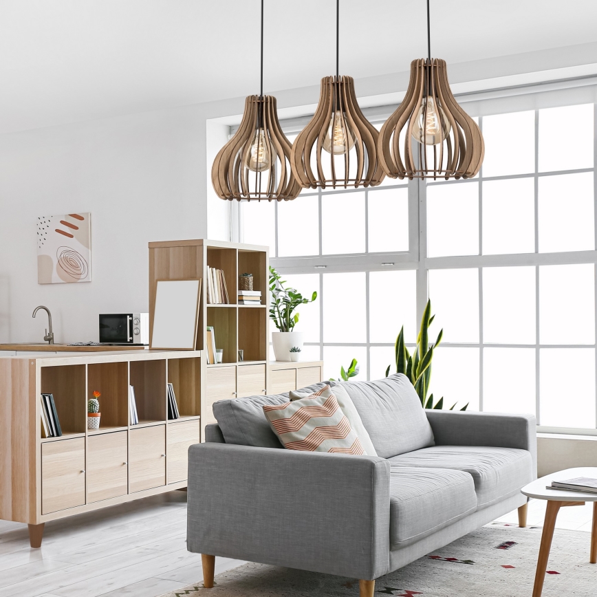 Підвісна люстра TUCCI 3xE27/15W/230V дуб/чорний