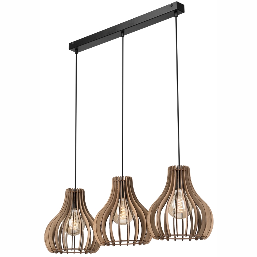 Підвісна люстра TUCCI 3xE27/15W/230V дуб/чорний