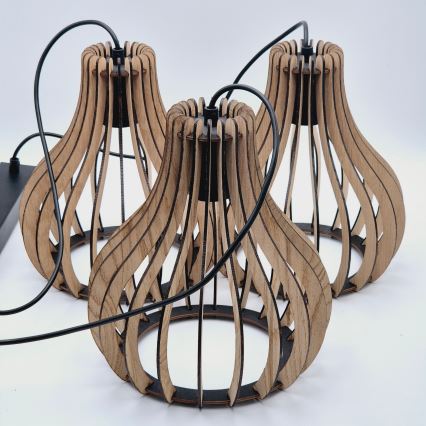 Підвісна люстра TUCCI 3xE27/15W/230V дуб/чорний