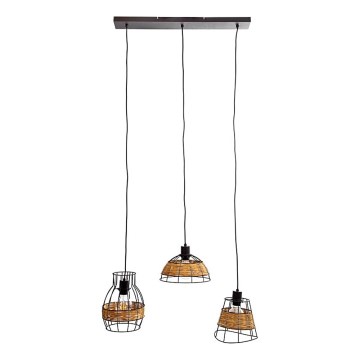 Підвісна люстра TUNIS 4xE27/40W/230V чорний/коричневий