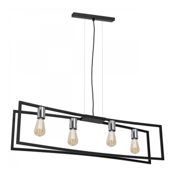 Підвісна люстра TUNJA 4xE27/60W/230V чорний/глянцевий хром