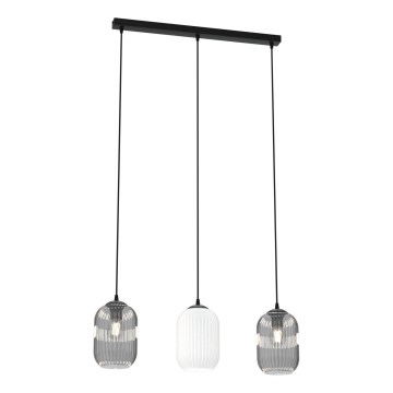 Підвісна люстра VERDI 3xE27/15W/230V чорний/сірий/білий