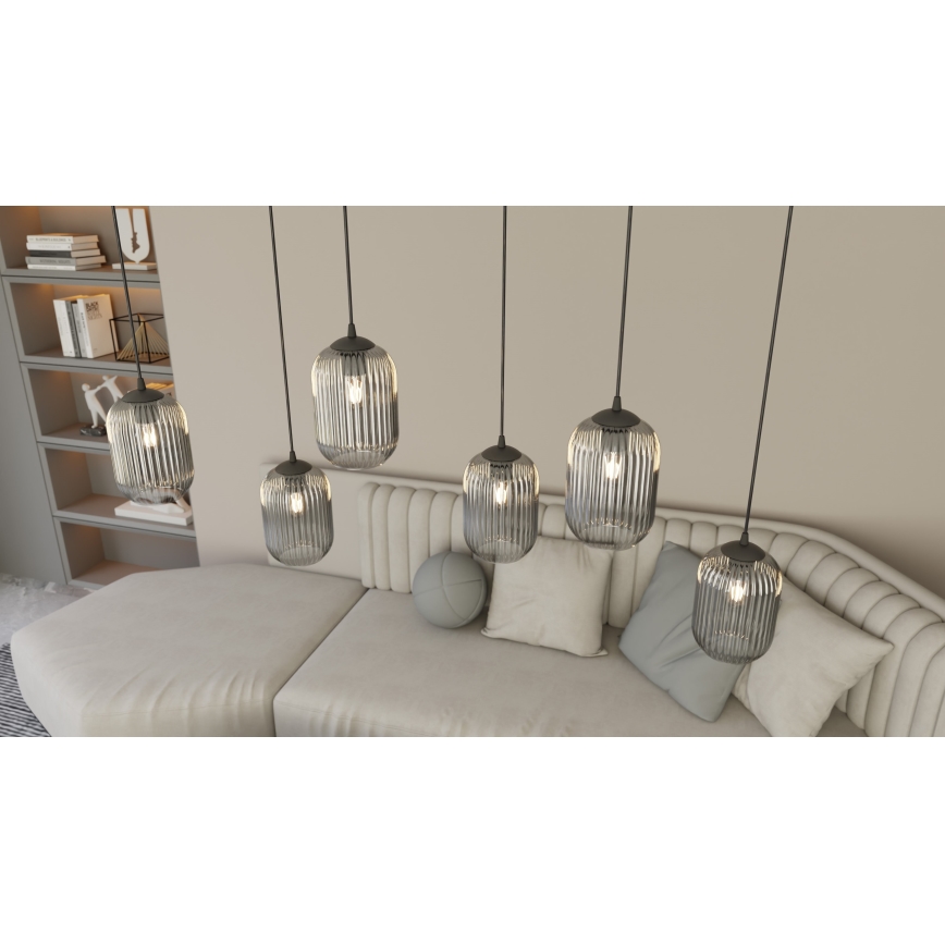 Підвісна люстра VERDI 3xE27/15W/230V чорний/сірий