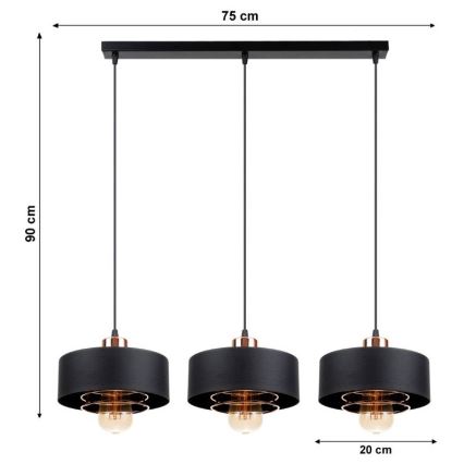 Підвісна люстра VEST 3xE27/60W/230V