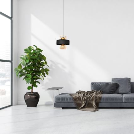 Підвісна люстра VOLTA 1xE27/15W/230V чорний/золотий