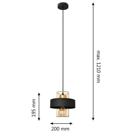 Підвісна люстра VOLTA 1xE27/15W/230V чорний/золотий