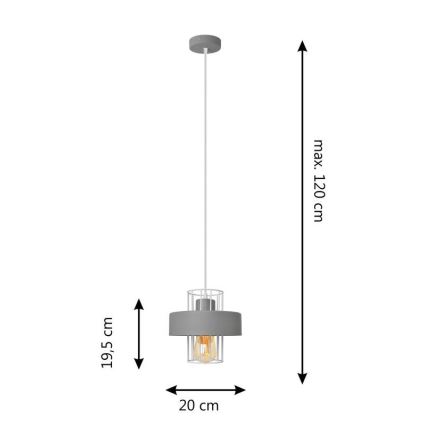 Підвісна люстра VOLTA 1xE27/15W/230V сірий
