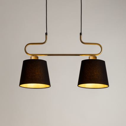 Підвісна люстра VOLUTTO 2xE27/60W/230V чорний/мідний