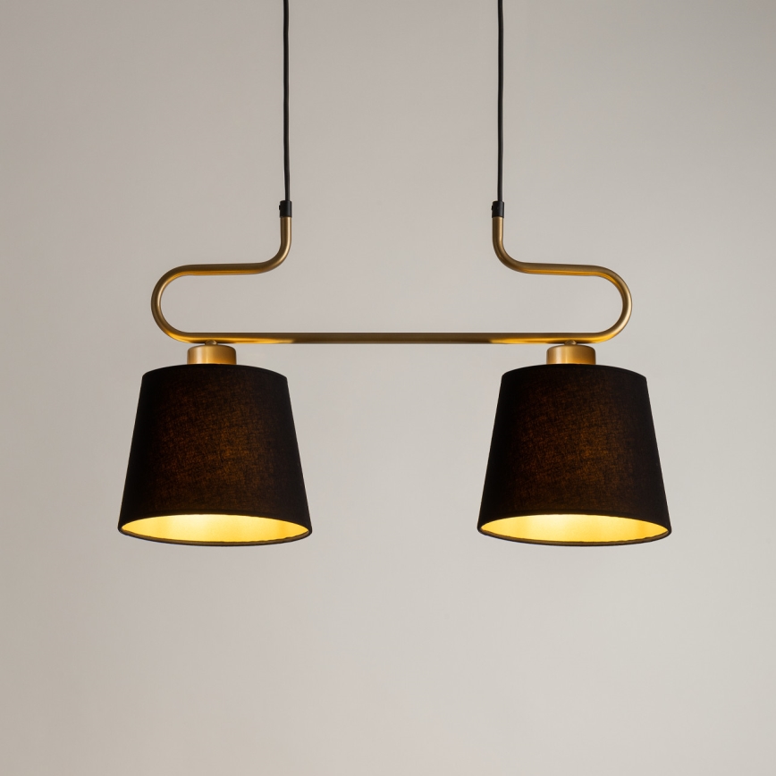 Підвісна люстра VOLUTTO 2xE27/60W/230V чорний/мідний