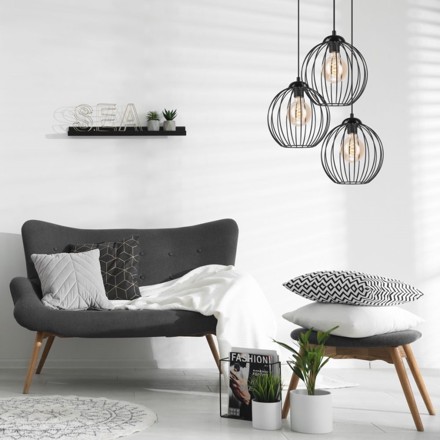 Підвісна люстра ZOYA 3xE27/60W/230V чорний