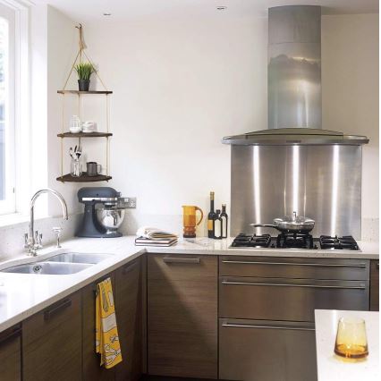 Підвісна кутова полиця 90x25 см коричневий