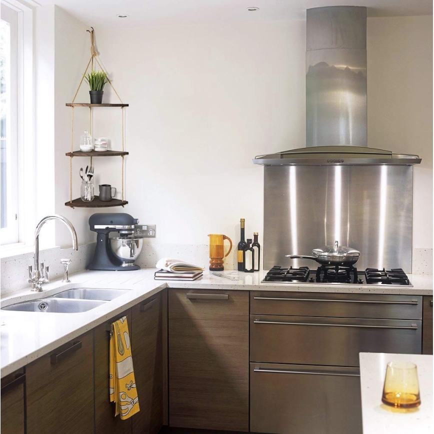 Підвісна кутова полиця 90x25 см коричневий