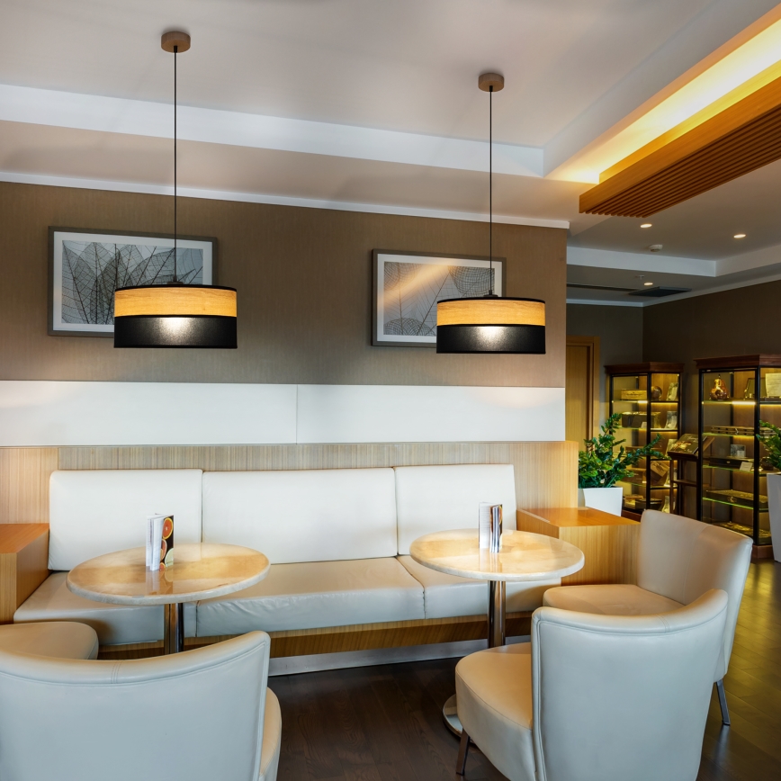 Підвісний світильник ALBA на тросі, 1xE27/15W/230V, діаметр 40 см, чорний/коричневий