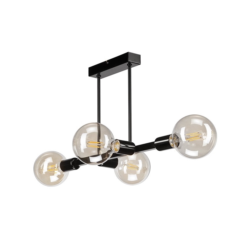 Підвісна люстра на стрижні ASTRID 4xE27/60W/230V чорна