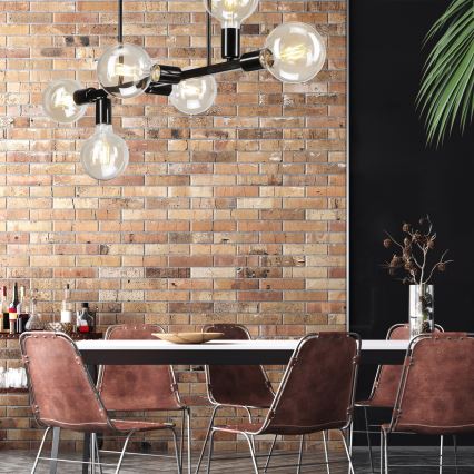 Люстра на стрижні ASTRID 6xE27/60W/230V чорна