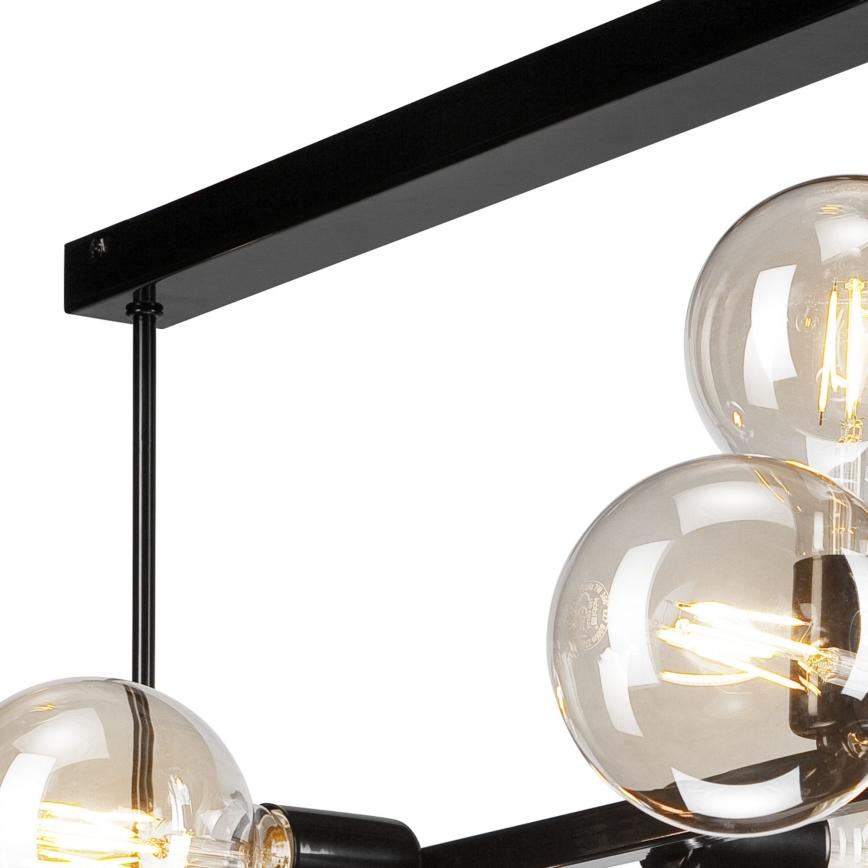 Підвісна люстра на стрижні ASTRID 8xE27/60W/230V чорна