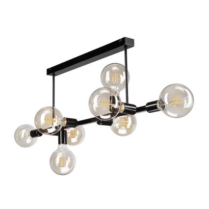 Підвісна люстра на стрижні ASTRID 8xE27/60W/230V чорна