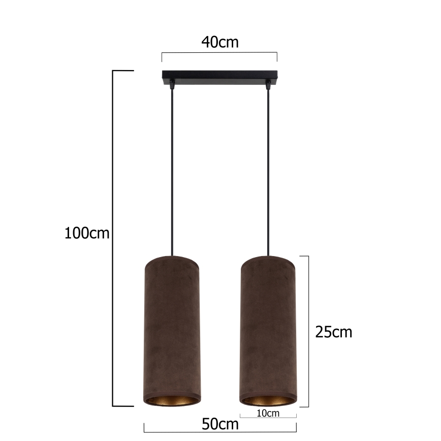 Люстра на тросі AVALO 2xE27/60W/230V коричнева/мідна