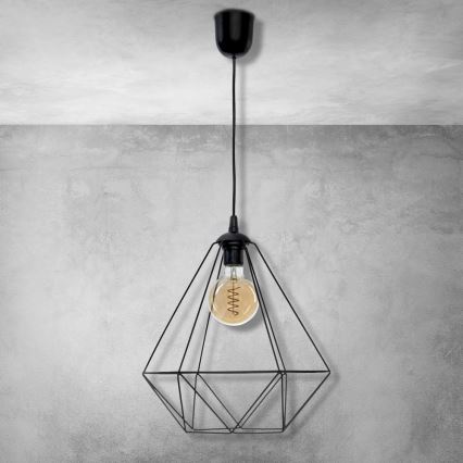 Підвісний світильник BASKET 1xE27/60W/230V чорний