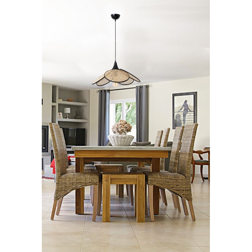 Підвісний світильник на шнурі FUME 1xE27/40W/230V діаметр 45 см чорний/бежевий