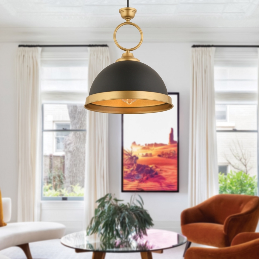 Підвісний світильник на шнурі MONZA 1xE27/40W/230V діаметр 30 см чорний/бронзовий