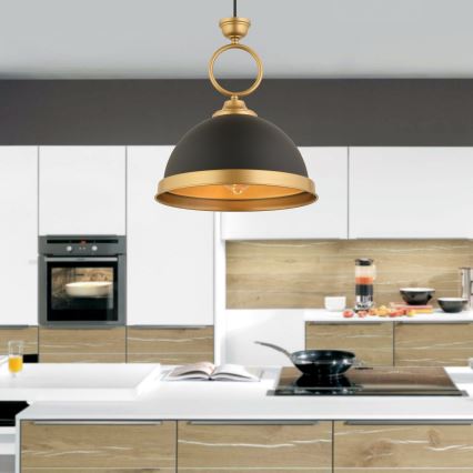 Підвісний світильник на шнурі MONZA 1xE27/40W/230V діаметр 30 см чорний/бронзовий